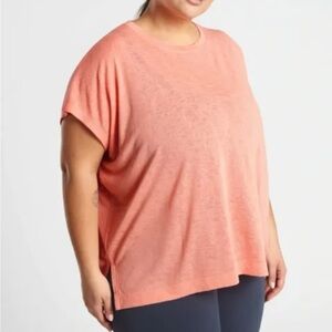 Athleta Release Tee Island Coral Top Breathable Tencel SIZE XL